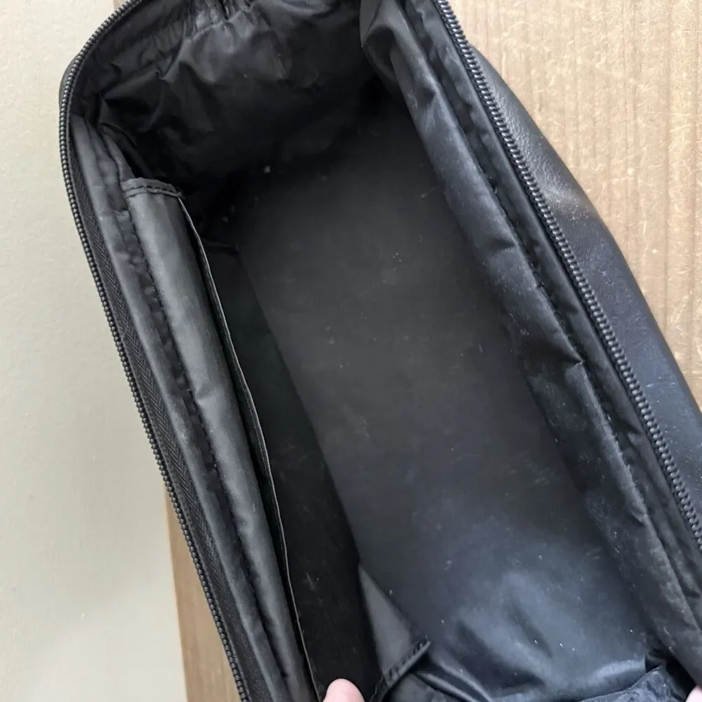 Vintage Leather Travel Dopp Kit Toiletry Bag Black Zip Pouch Travel Gear Unisex
